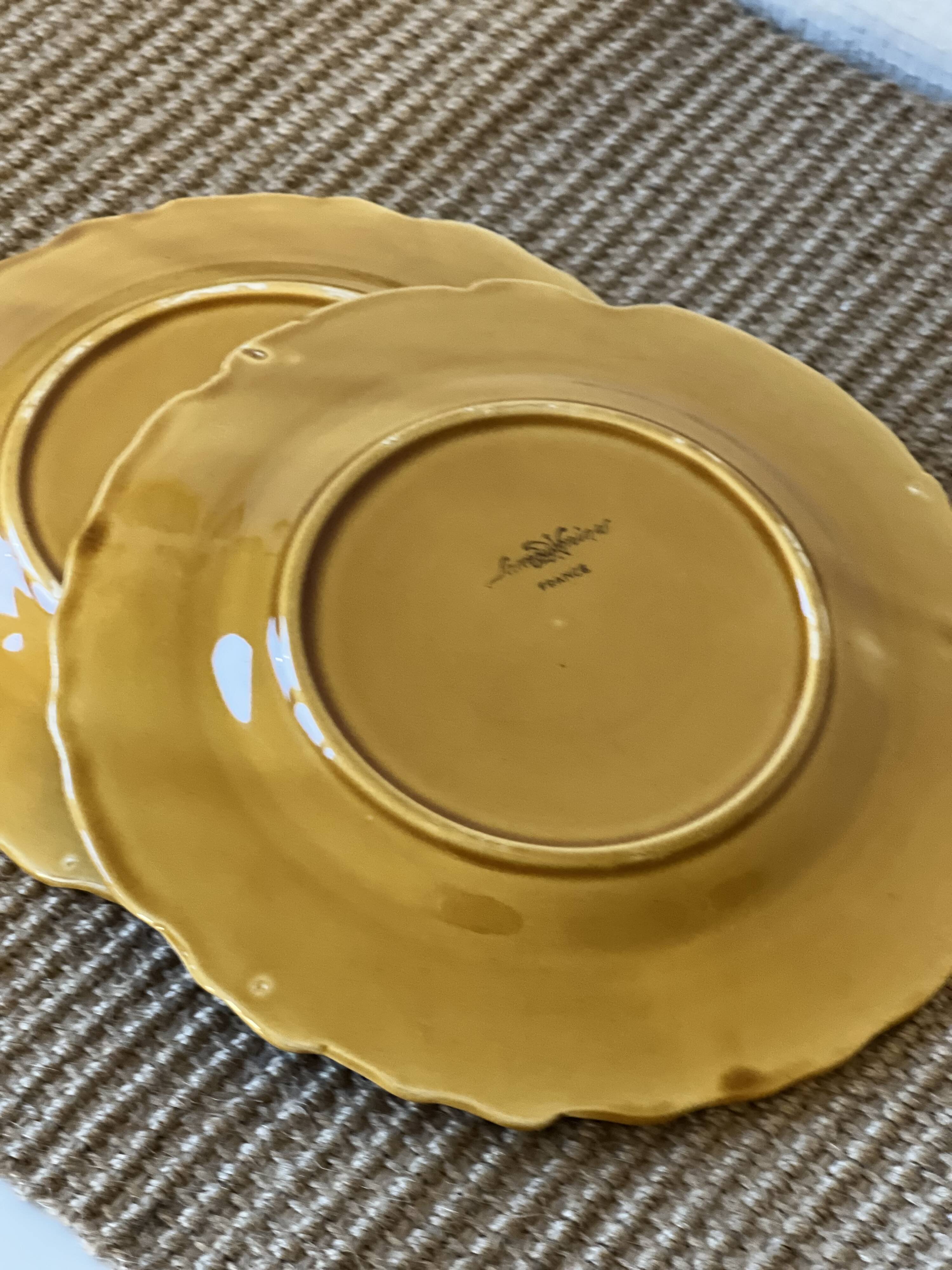 Set of 8 dessert plates in Sarreguemines slip