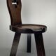 Sculptural oak brutalist chunky tripod stool, ca 1960s