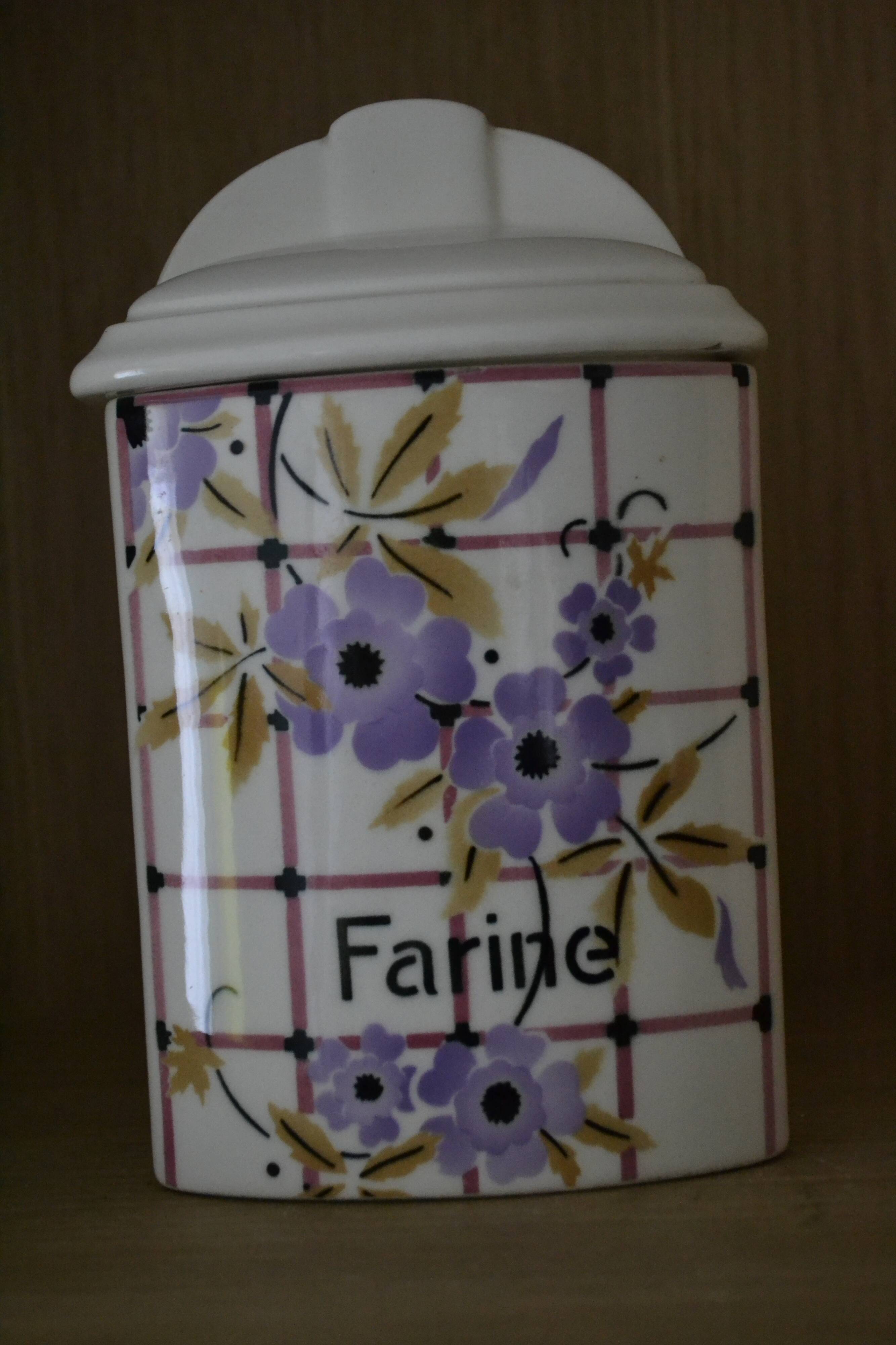 Purple flower flour pot