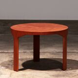 Wooden side table with vintage 70s