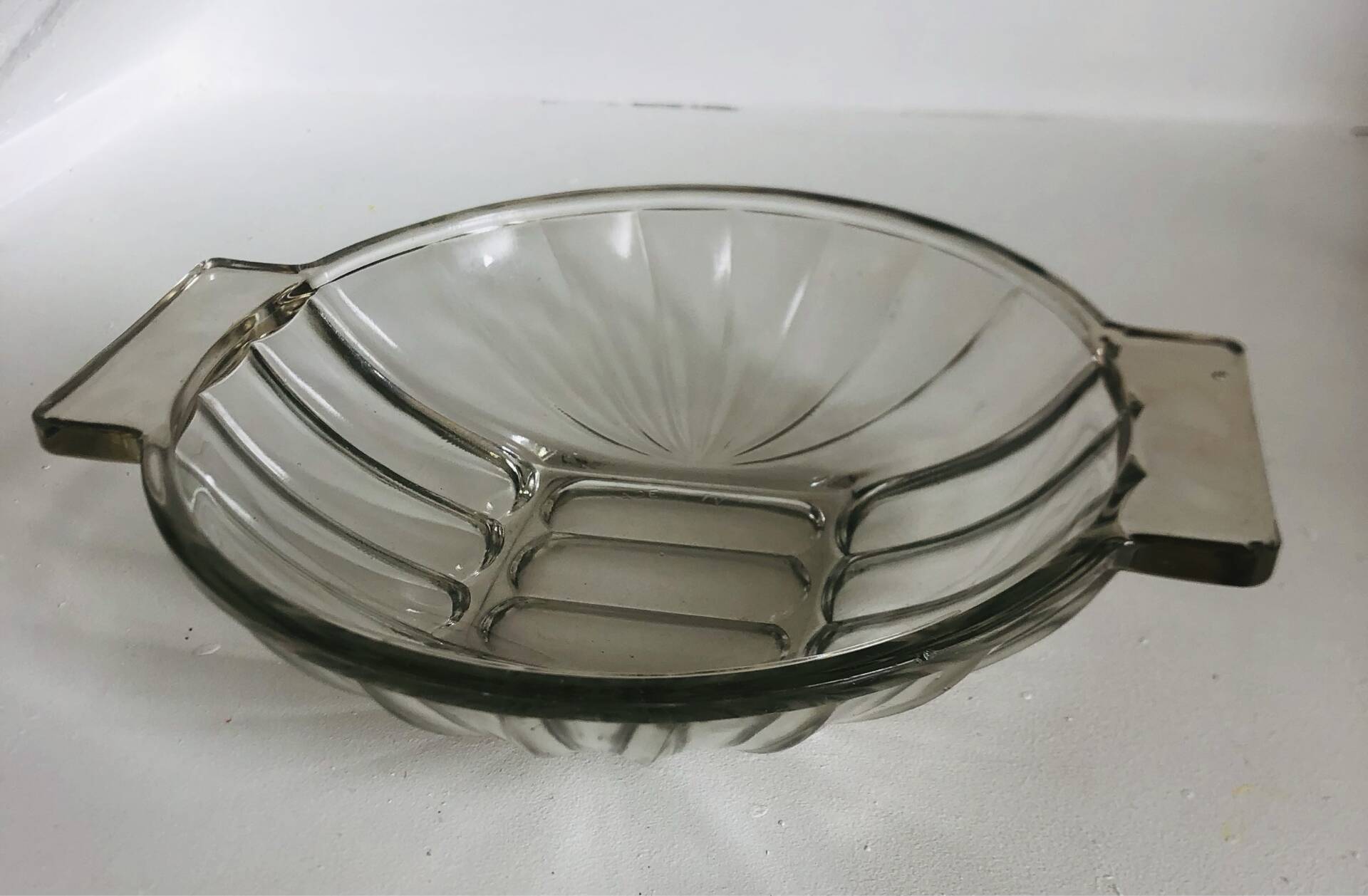Art Deco pressed moulded glass bowl made in France