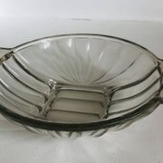 Art Deco pressed moulded glass bowl made in France