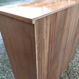 Glass bar veneered wood 50s compass