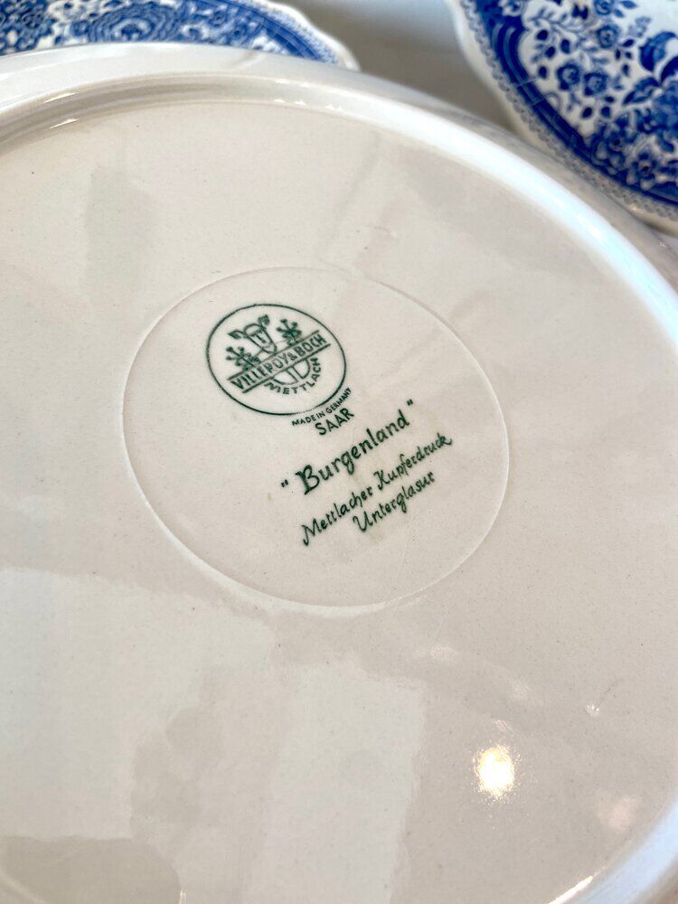 6 Villeroy & Boch plates in blue porcelain, Burgenland service