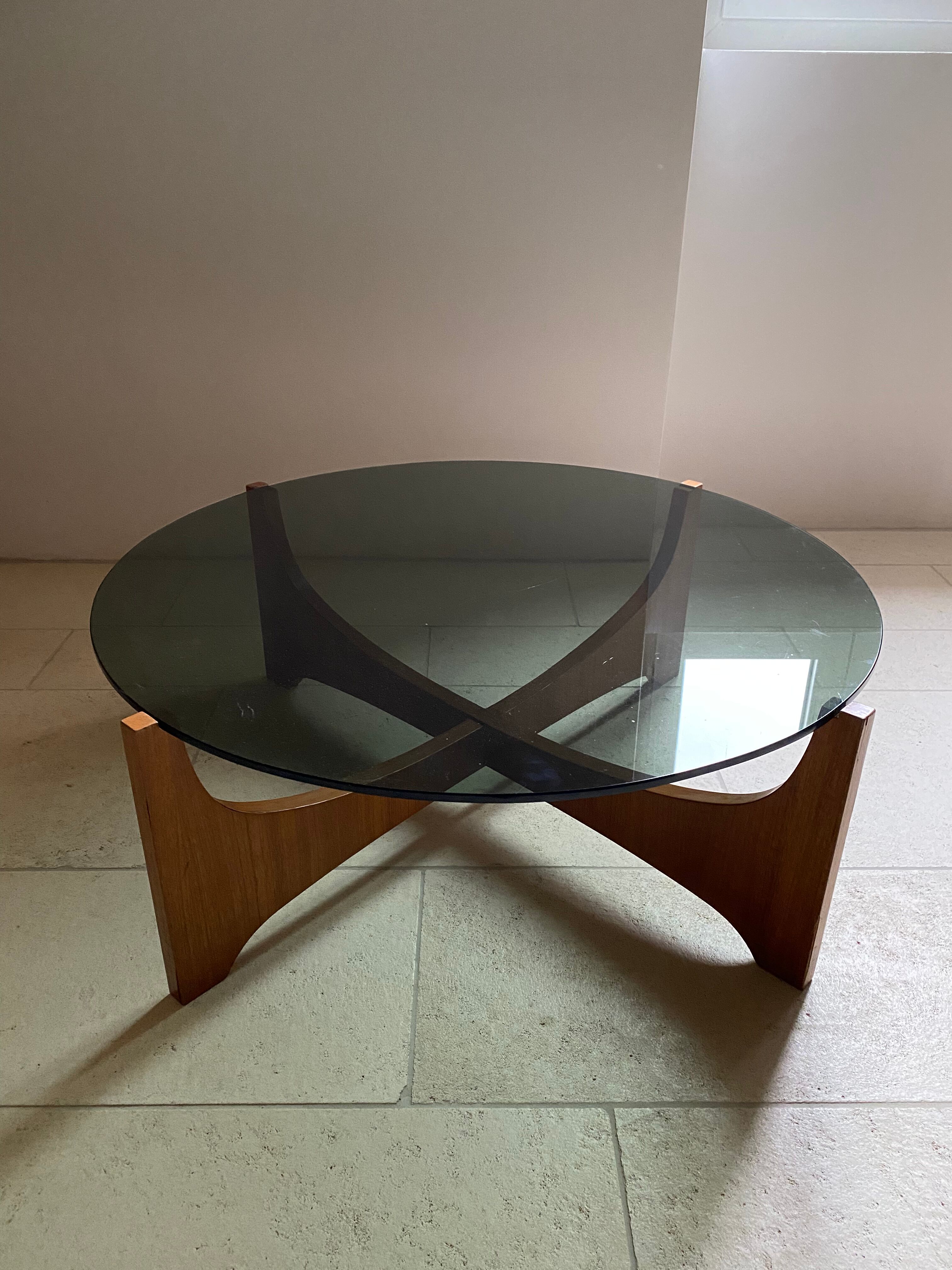 Scandinavian rosewood and glass lounge table
