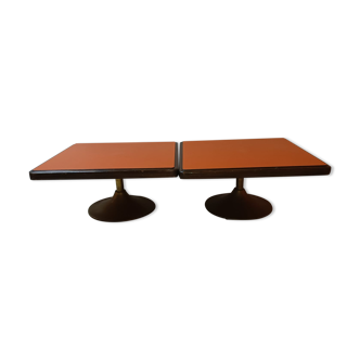 2 tables basses avec pied en bronze des années 70