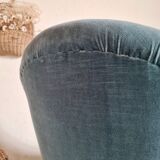 Blue velvet toad armchair