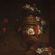 Peinture italienne antique nature morte aux fleurs du XVIIIe siècle