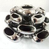 Vintage Vase • Alien • Chrome Ceramic • Post Space Age • 1980