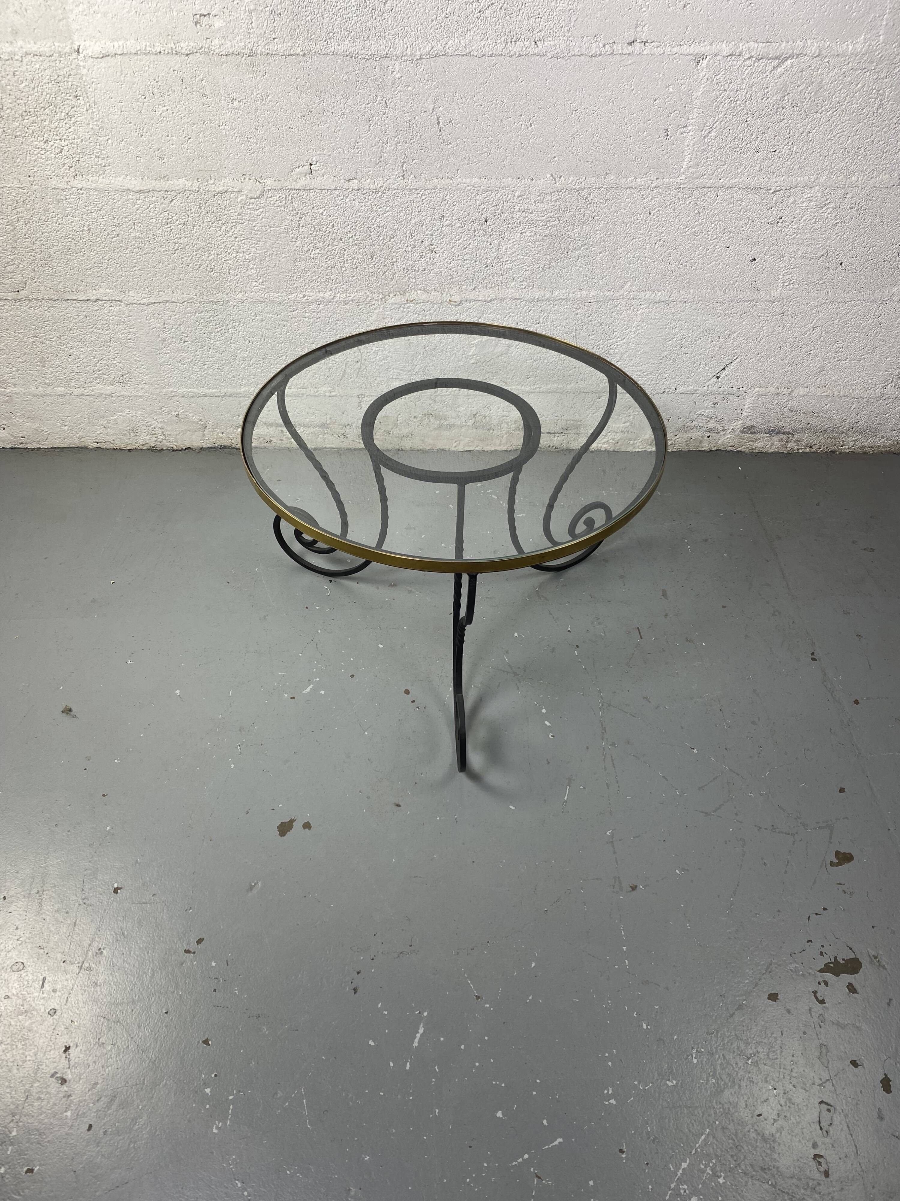Wrought iron coffee table and glass top