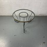 Table basse en fer forgé et plateau en verre