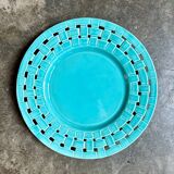 Assiette de présentation, plat en céramique tressée turquoise