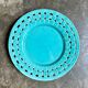 Serving plate, turquoise woven ceramic dish