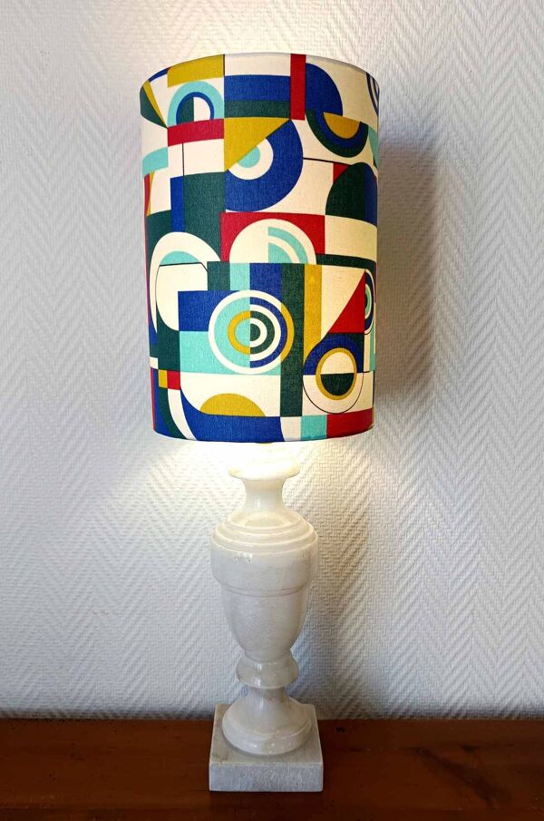 Lampe en albâtre et abat-jour sur mesure