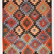 5x11 Multicolor Geometric Style Kilim Rug, Hanmade Wool Area Rug, 162x342Cm