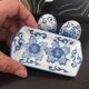 Vintage blue porcelain salt and pepper shakers