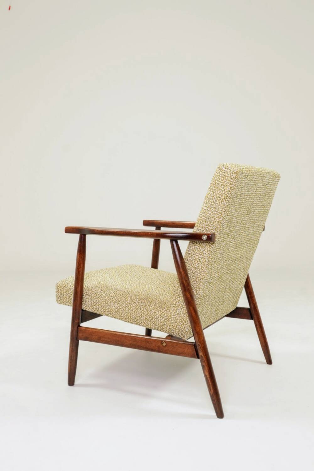 Fauteuil vintage vert en tissu à motifs modernes du milieu du siècle, années 1970, Pologne