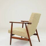 Fauteuil vintage vert en tissu à motifs modernes du milieu du siècle, années 1970, Pologne
