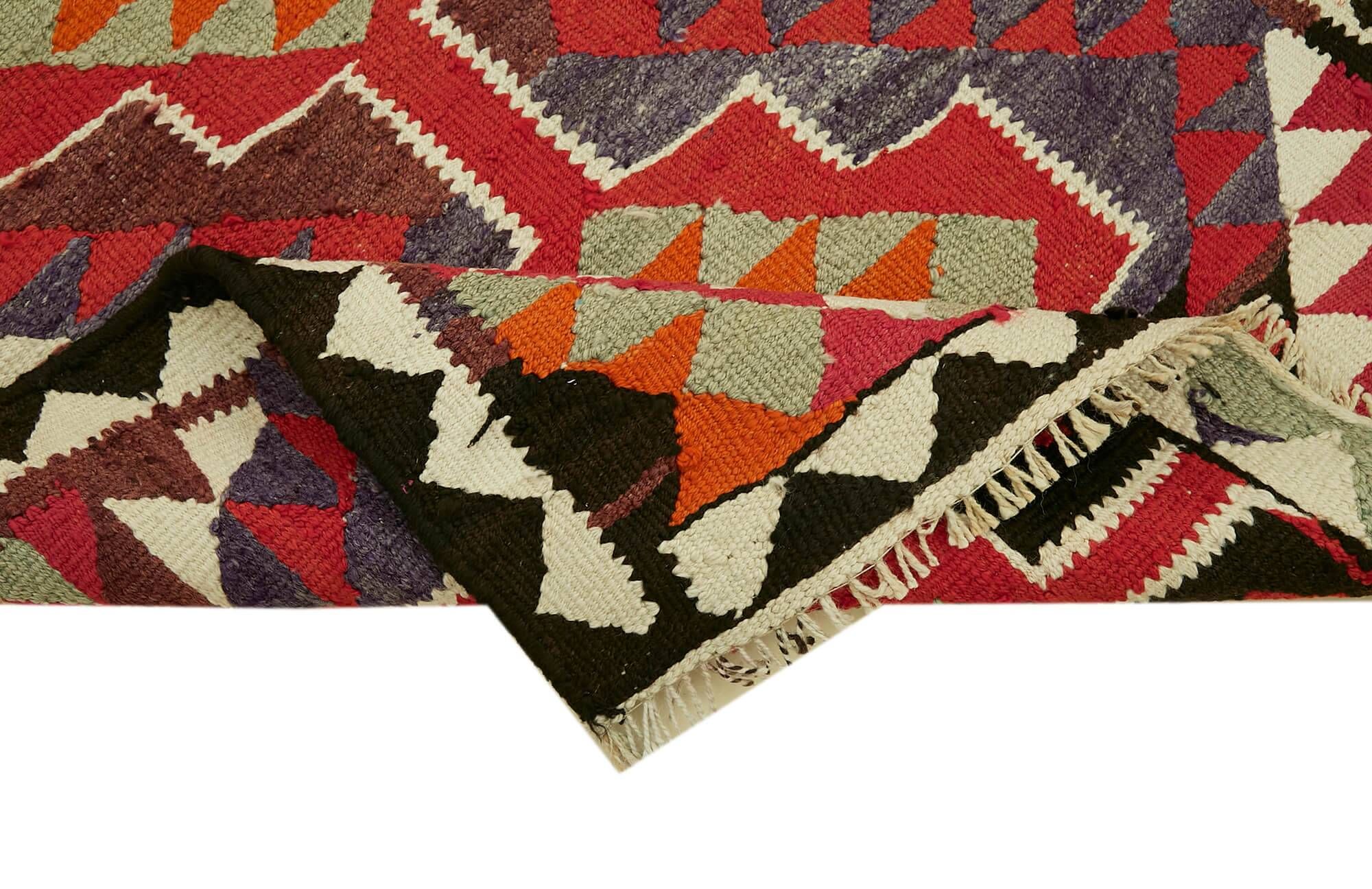 Turkish Handwoven Vintage Herki Kilim 92 cm x 342 cm