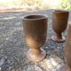 Service mazagrans and decanter in enamelled stoneware.