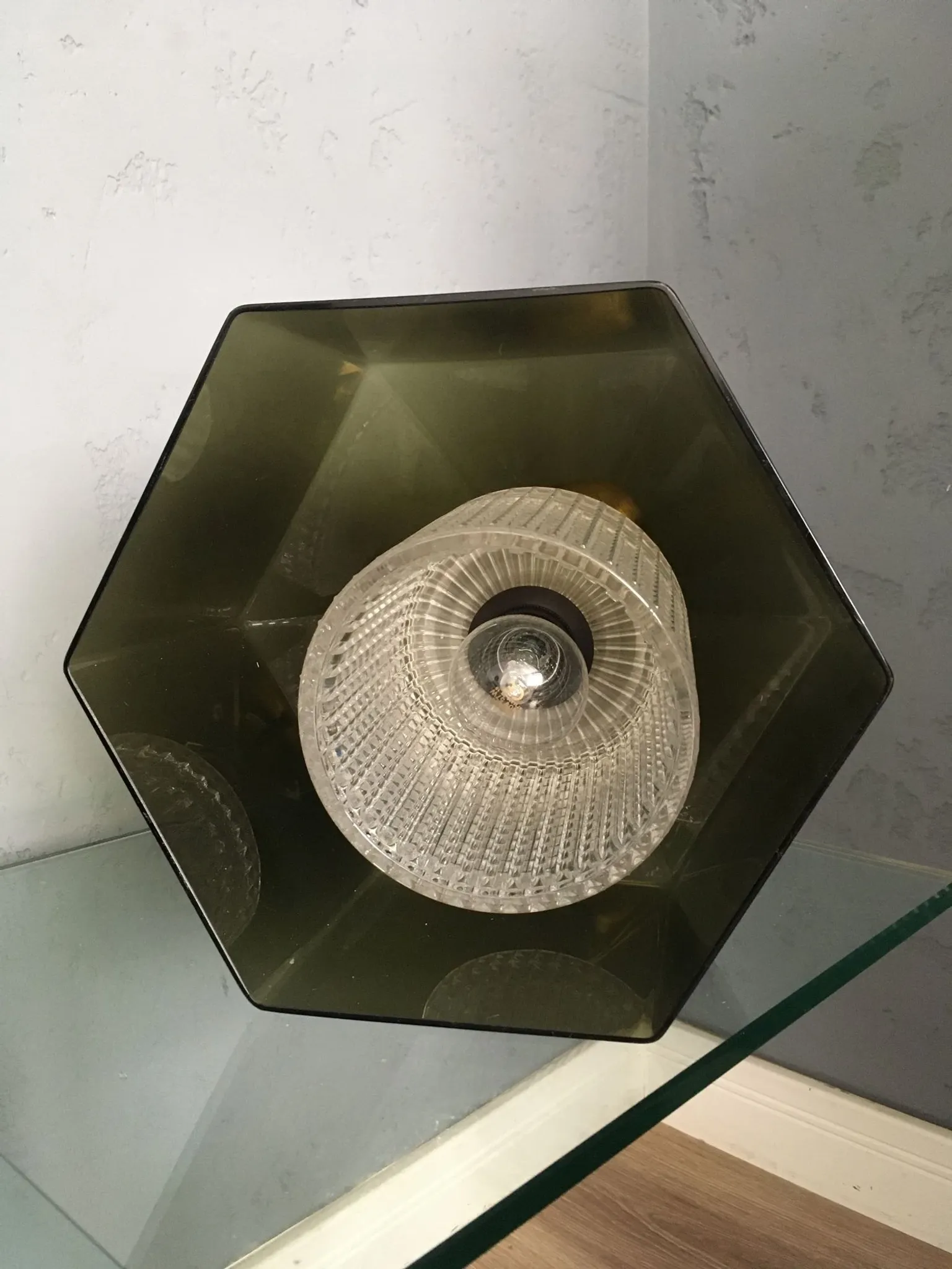 Carl Fagerlund for Orrefors smoked glass pendant lamp, 1960s