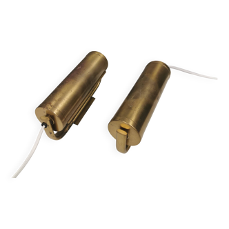 Brass wall lamps with adjustable shades, 1950-60s Denmark