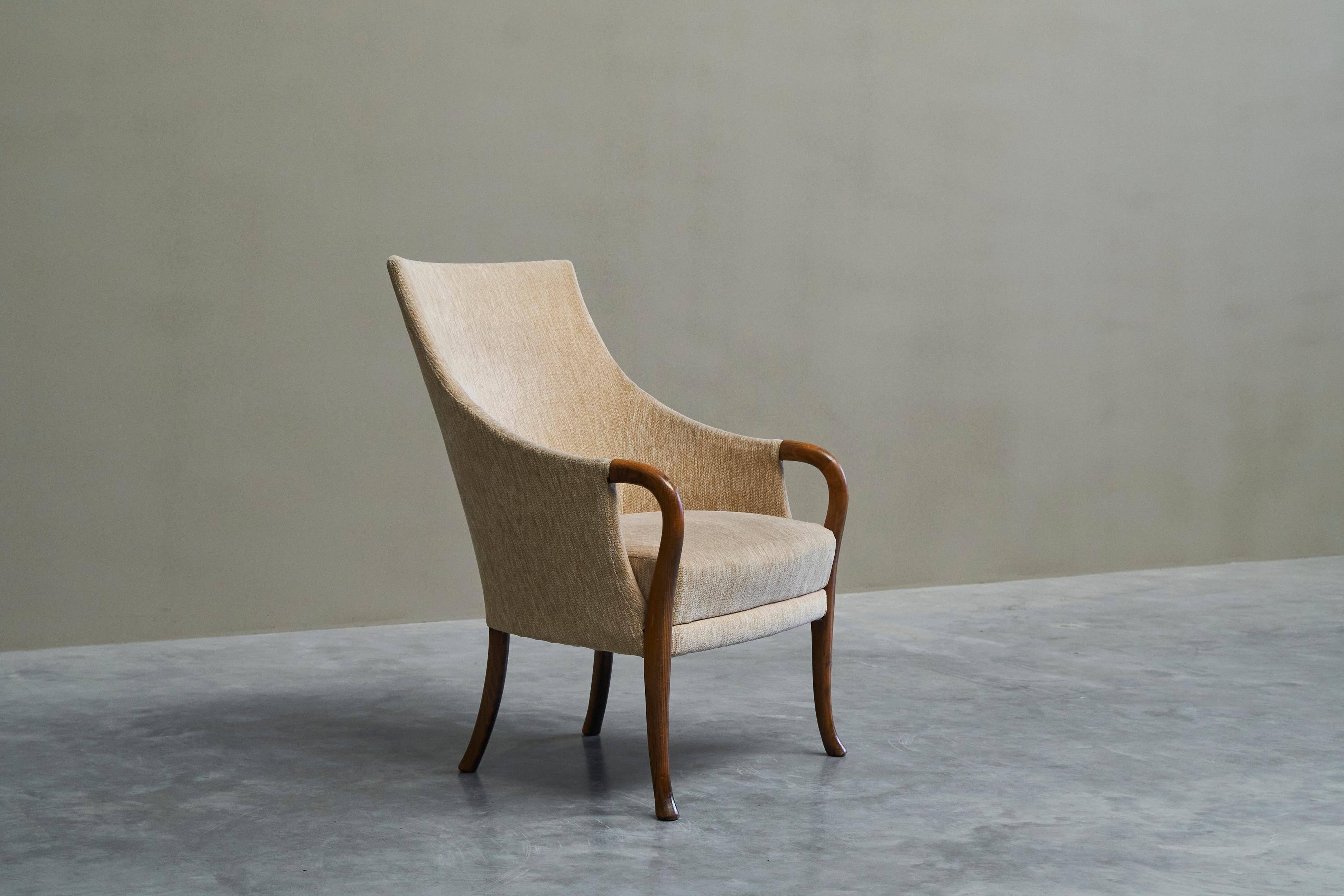 Mid-Century armchair in wool and beech, 1950s