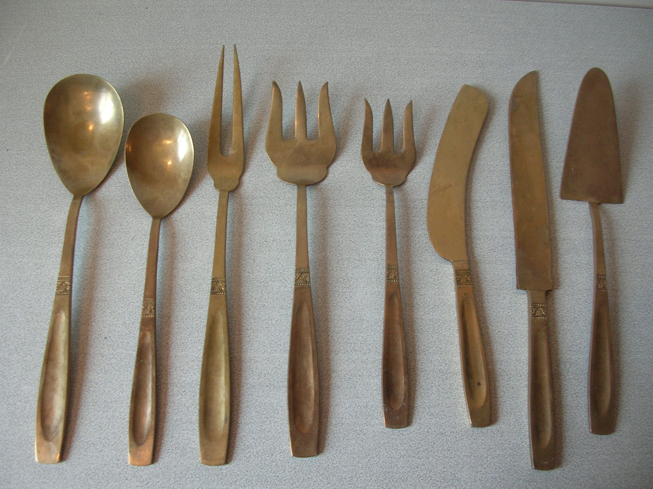 Service of 8 old asian service cutlery marked Nicke Bronze deco party table