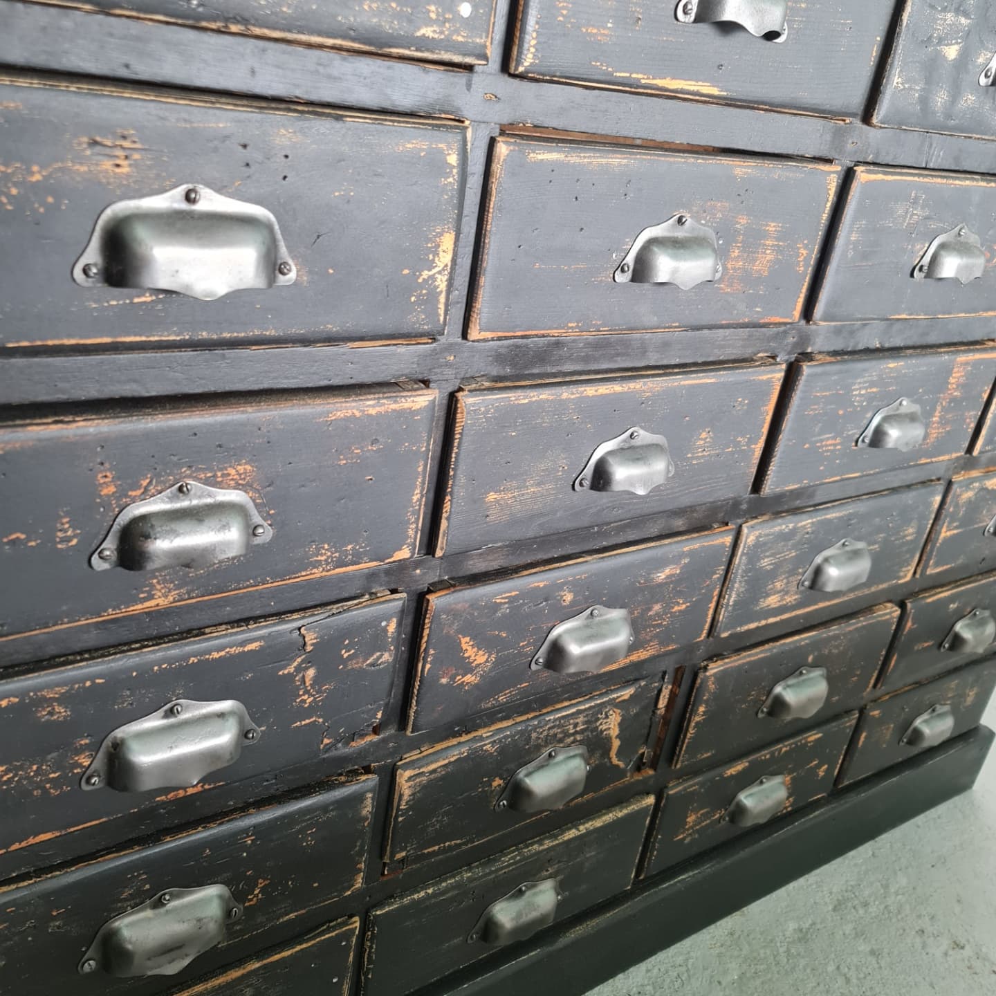 Old workshop drawer cabinet industrial furniture black patina