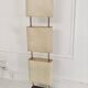 Wood and copper metal floor lamp with parchment.