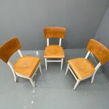 3 chaises en bois, Tchécoslovaquie années 1950