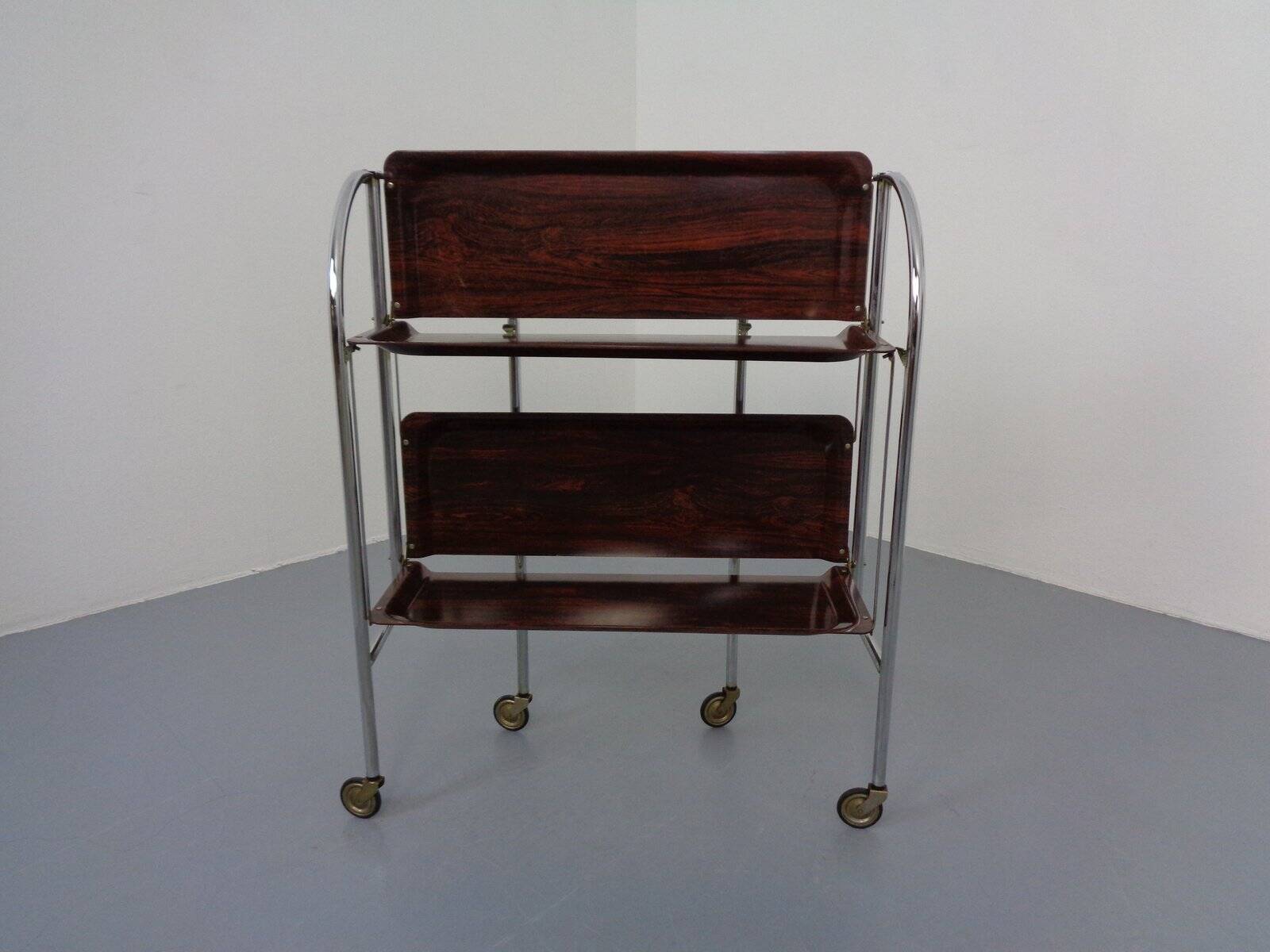Vintage Optic Rosewood Pressalit Tea Cart, 1970s