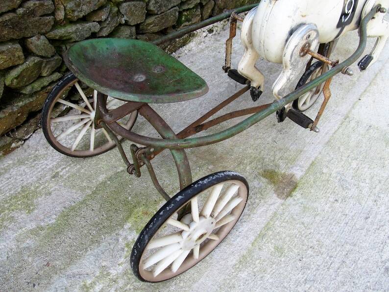 Soviet USSR childs pedal horse car antique vintage childs toy treasure 1950