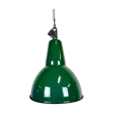 Lampe d’usine industrielle en émail vert avec dessus en fonte, années 1960