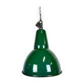Industrial green enamel factory lamp with cast iron top, 1960s