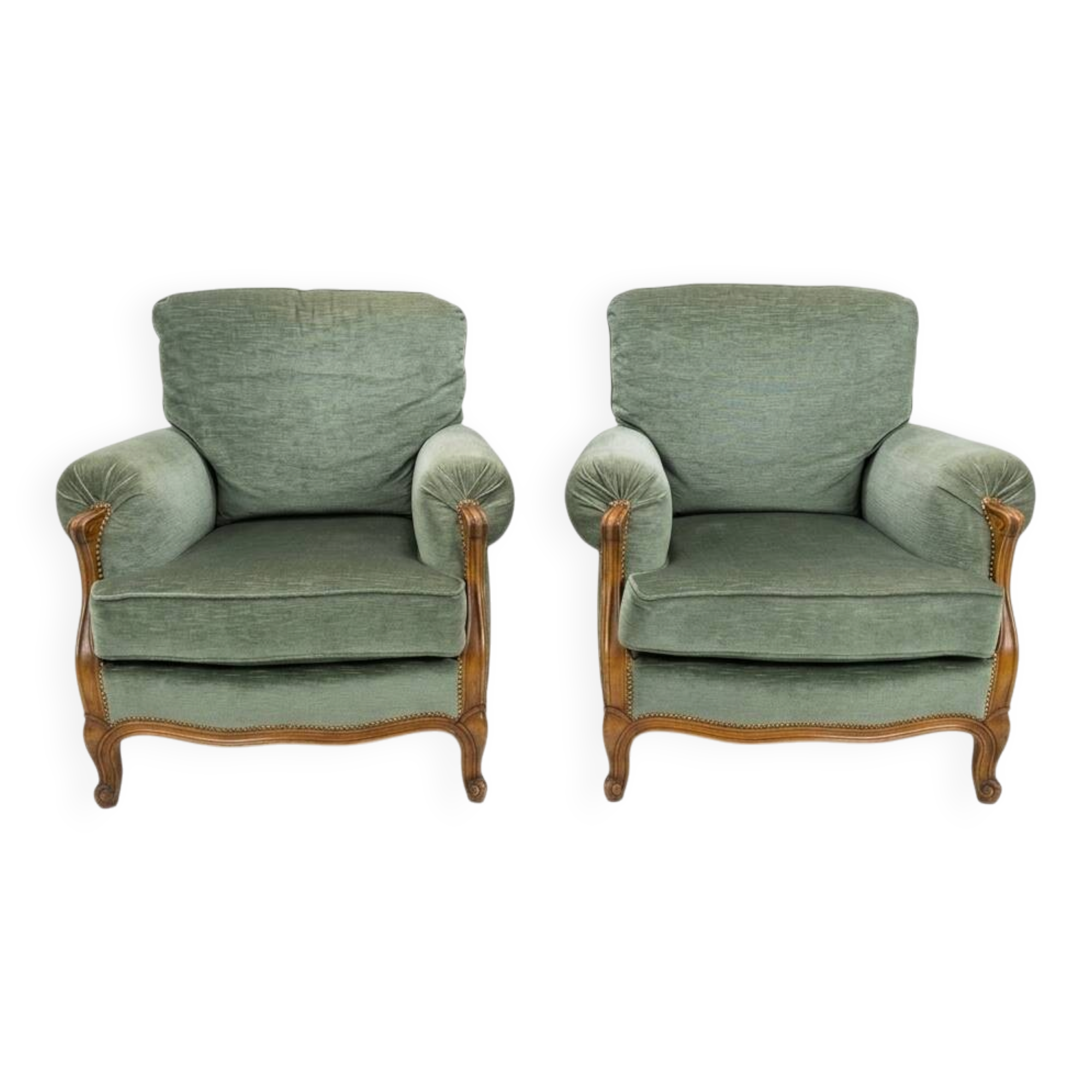Fauteuils bergère style LOUIS XV en velours