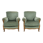 Fauteuils bergère style LOUIS XV en velours
