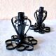 Set of two vintage twisted wrought iron candlesticks