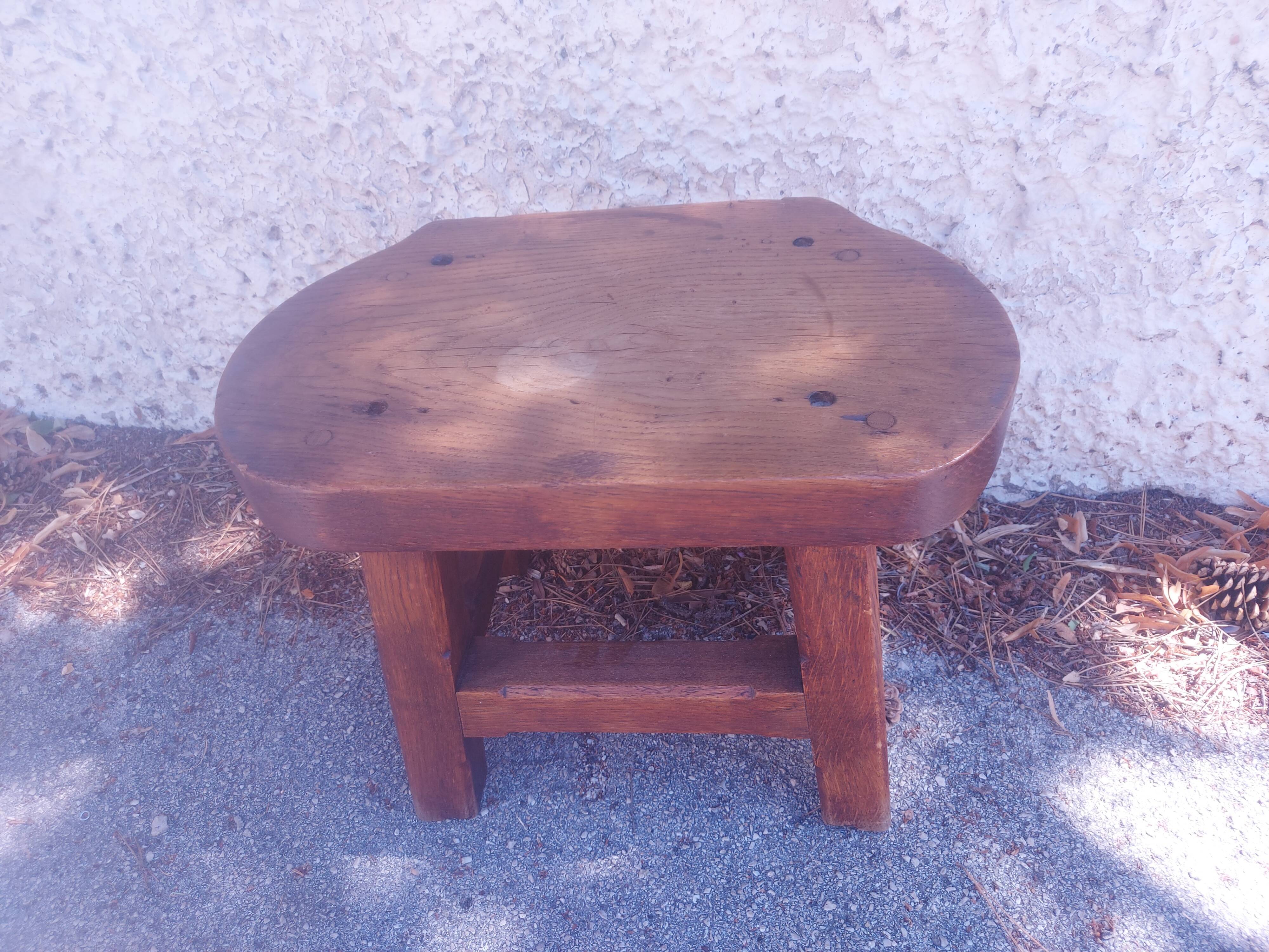Brutalist wooden stool