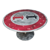 Industrial table made with an XXL road sign