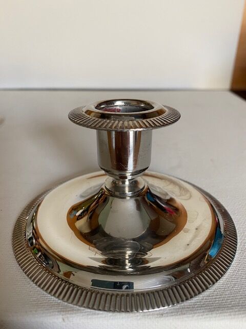 2 stainless steel candlesticks "made in france"