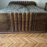 Art Deco bedroom set in walnut veneer, 1930s, set of 3
