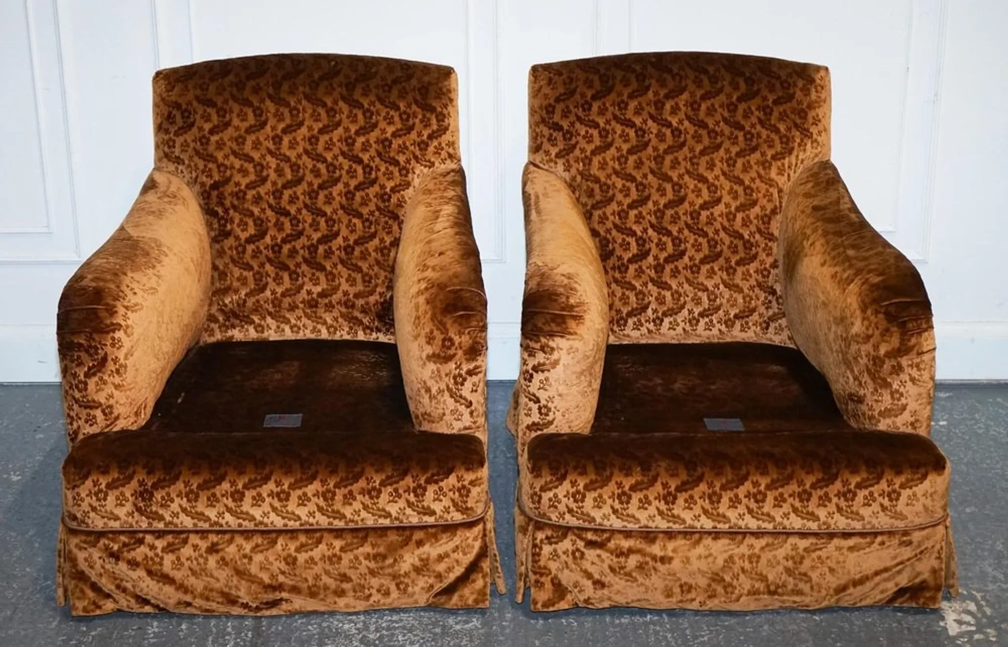 Connaught Vintage Velvet Armchairs by Dudgeon London, Set of 2