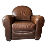 Vintage club armchair in Havana leather from the late 20th century