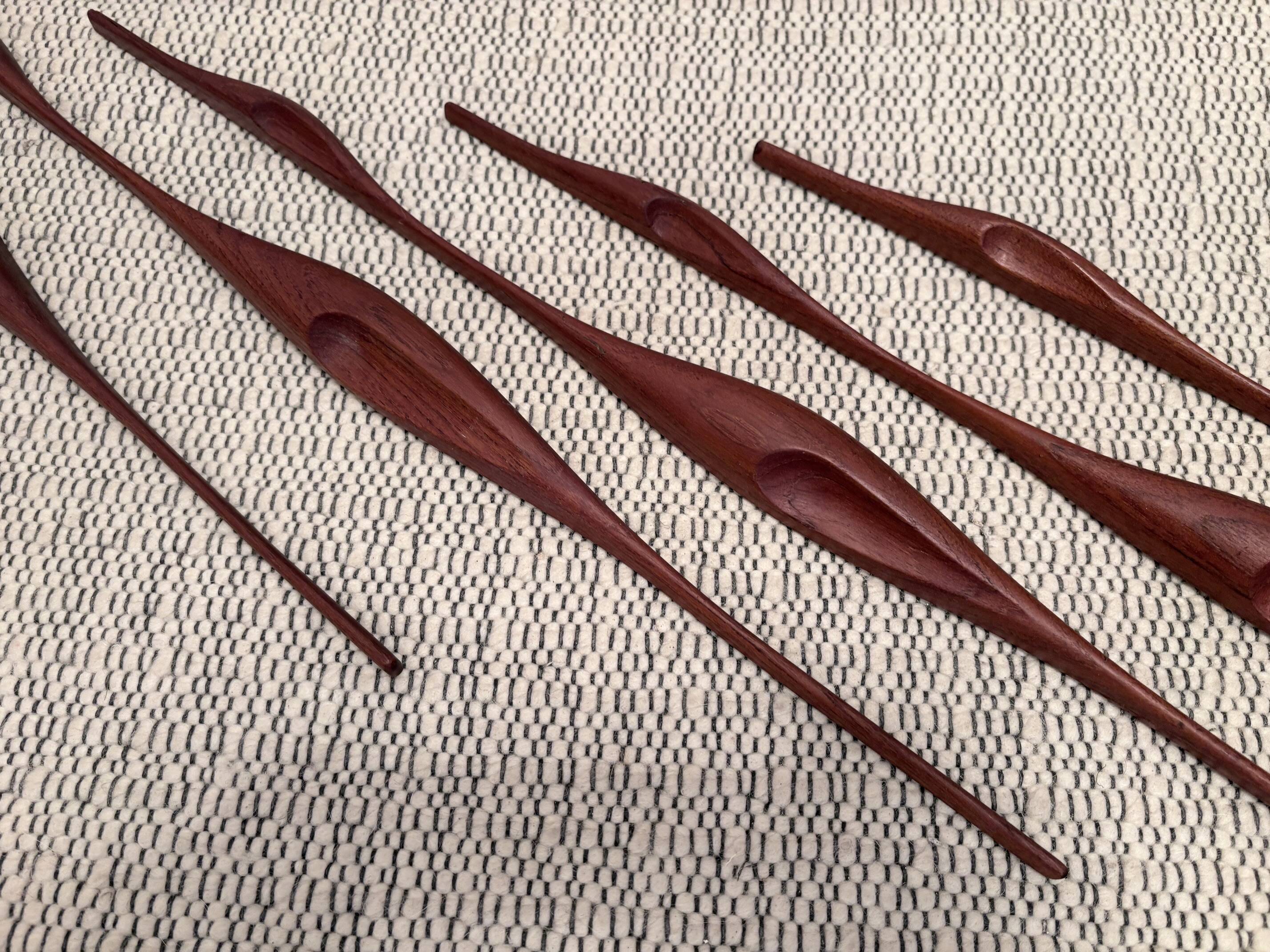 Set of five teak bird wall art, Denmark, 1960s