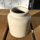 Beige sandstone mustard pot
