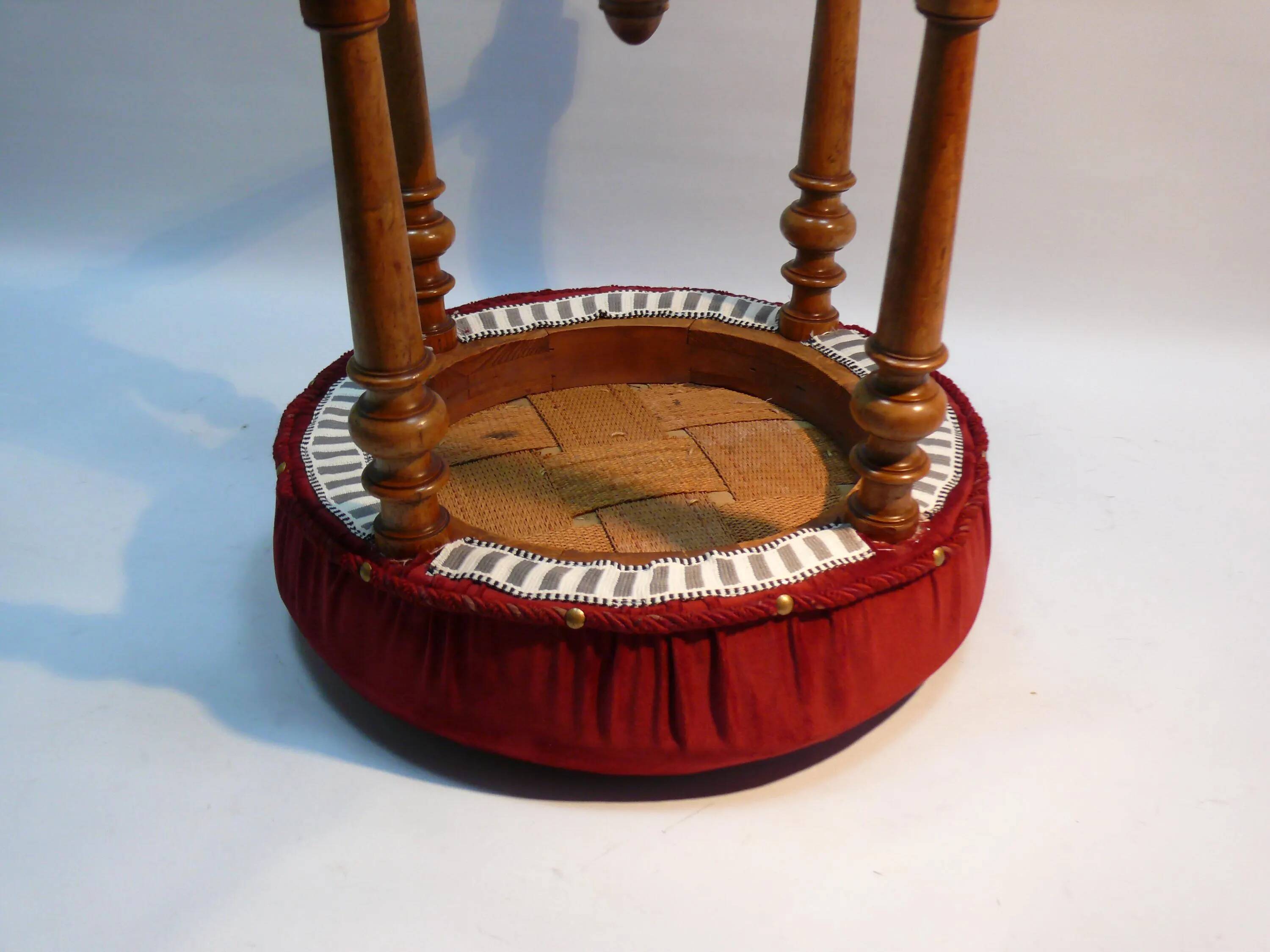 Antique stool / piano stool - upholstered, probably France - Napoleon III, circa 1880