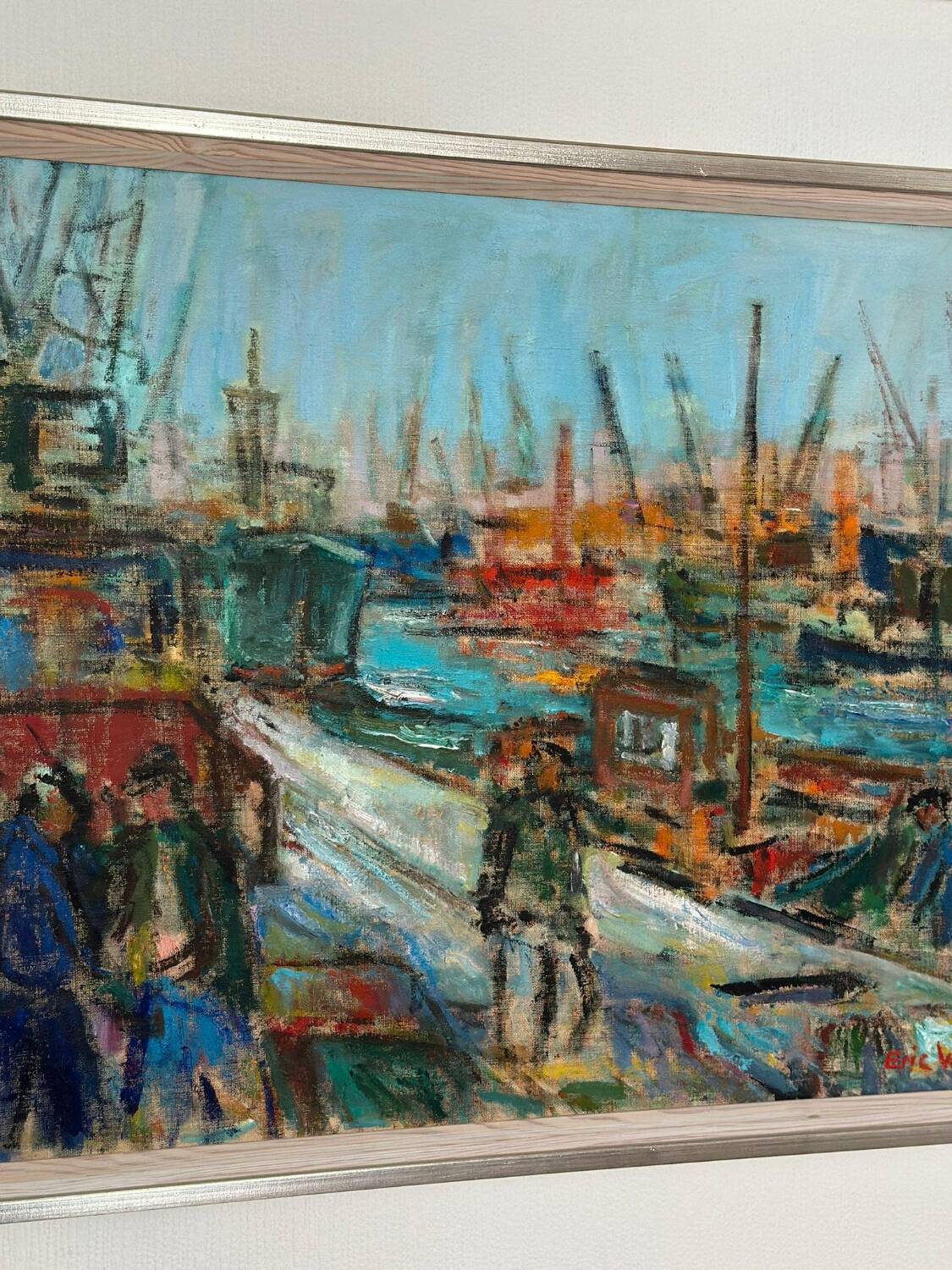 Swedish Oil on Canvas – “Port of Gothenburg” by Eric With