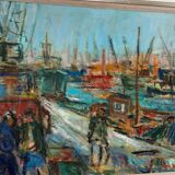 Swedish Oil on Canvas – “Port of Gothenburg” by Eric With