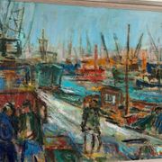 Huile sur toile suédoise – « Port de Göteborg » par Eric With